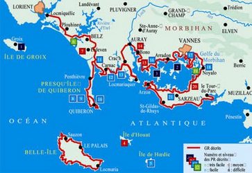 carte Le Littoral et les Iles du Morbihan
