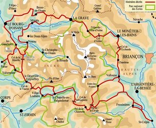 carte Tour de Oisans et Ecrins