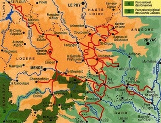  carte GR4 GORGES DE L ARDECHE A LA MARGERIDE