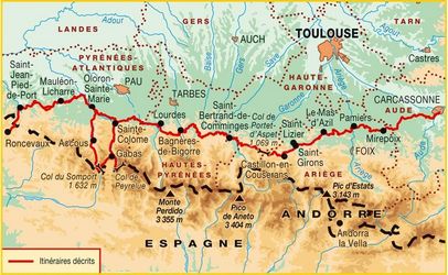 carte Sentier du Piemont pyreneen