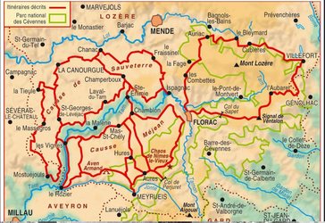  carte Tour du Mont-Lozère des Causses Méjean et du Sauveterre 